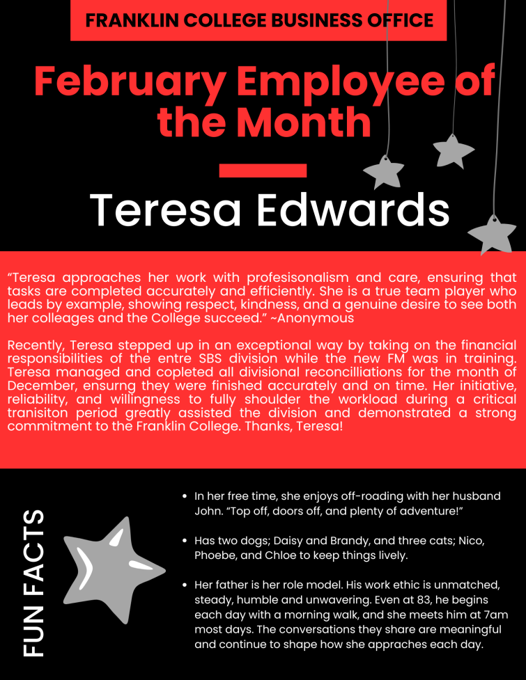 February 2026 Employee of the Month: Teresa Edwards