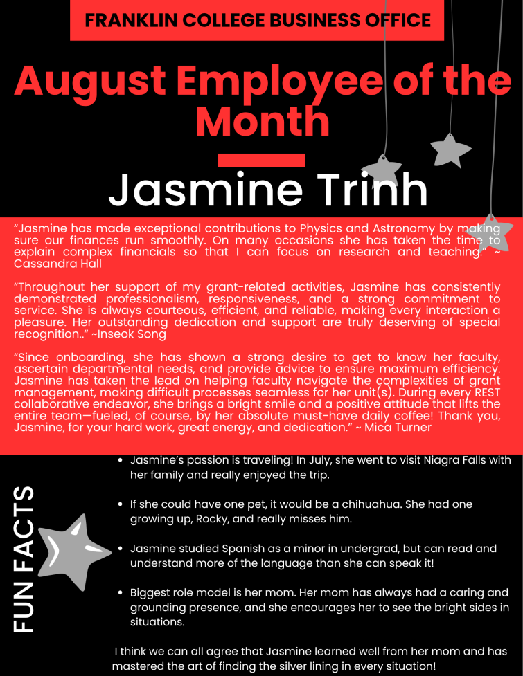 August Employee of the Month infographic