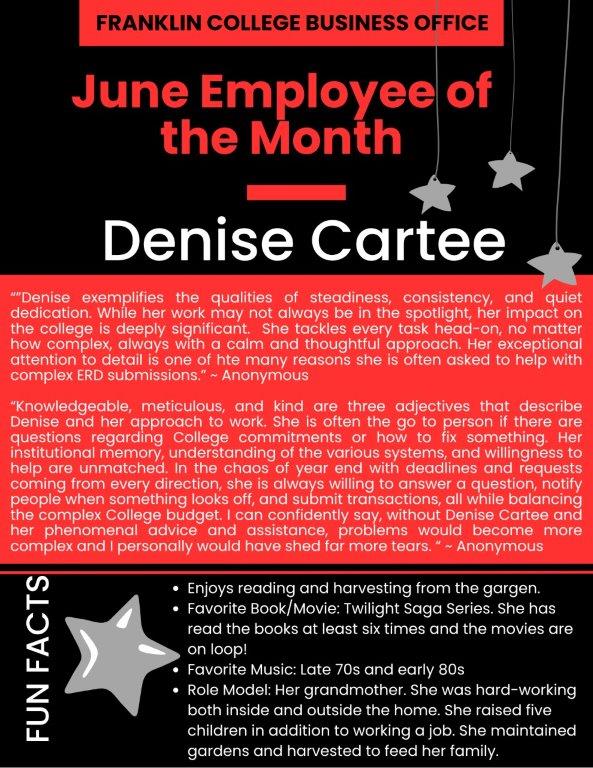 June 2025 Employee of the Month: Denise Cartee