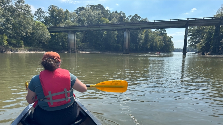 Photo of student kayaking