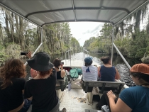 photo of people on boat, in swap, day