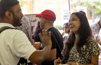 people talking and laughing