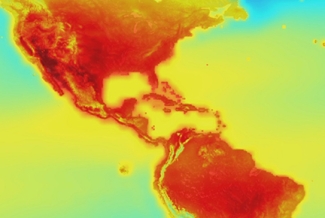 climate map shaded red