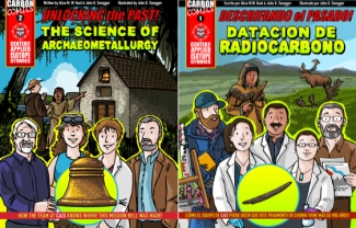 two comic book covers, side by side, English and Spanish language