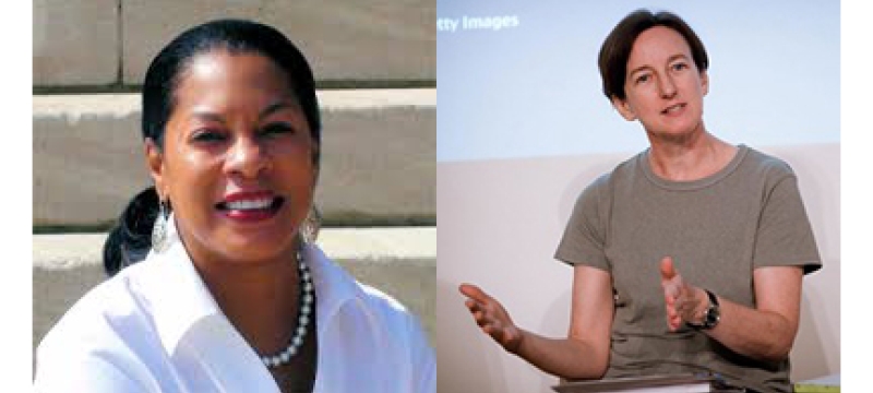 two photos of women 