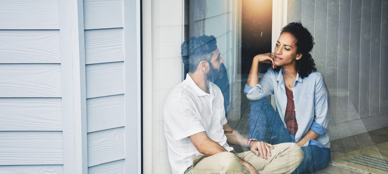 photo of couple talking