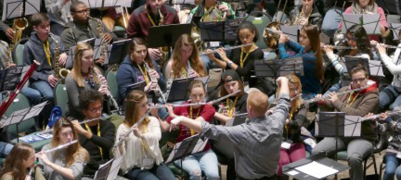 musicians in rehearsal hall