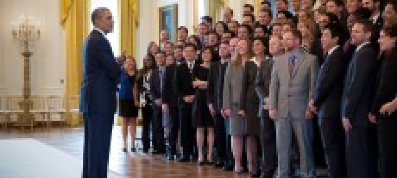Obama with group