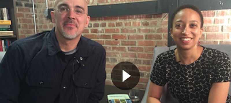 two people in a podcast