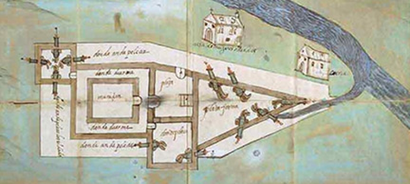 ancient hand-drawn map in color