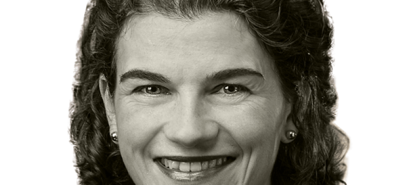 black-and-white headshot of woman