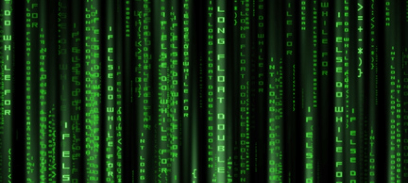 matrix image, black and green letters vertical