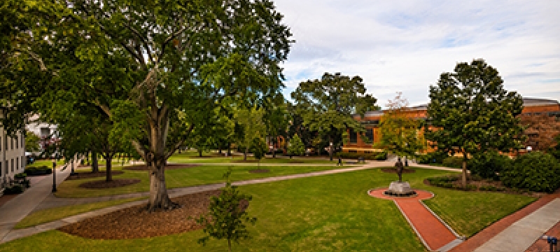 photo of campus quad in waning daylight