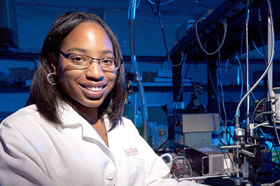 woman in lab with instruments